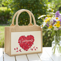 Westford Mill Cotton pocket jute gift bag: Gorgeous red rose petal heart