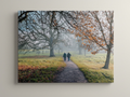 Friends on a morning walk in the park canvas print