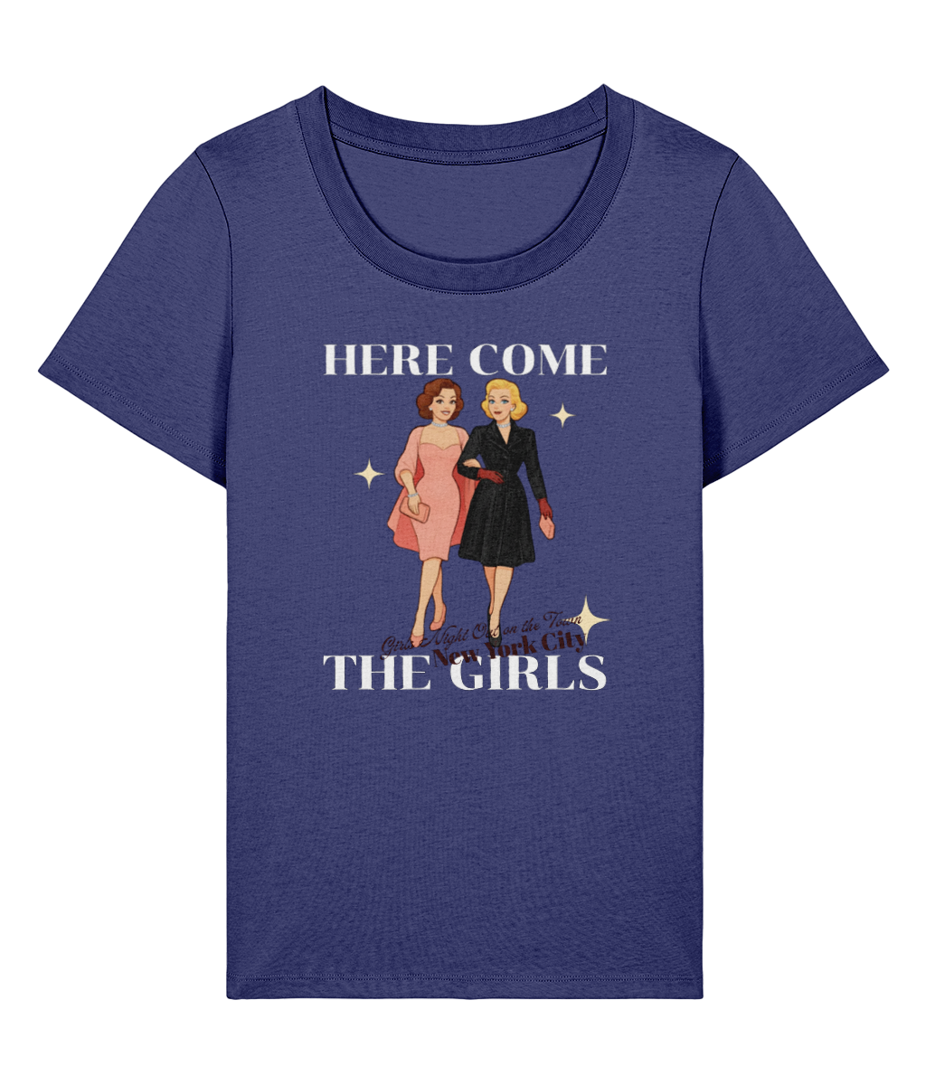 Here Come the Girls T-shirt `Stanley Stella Stella Expresser 2.0 Here Come the Girls women's organic cotton T-shirt, dusk, front view`