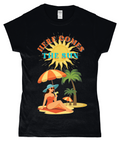 Here Comes the Sun T-shirt Gildan SoftStyle ladies fitted T-shirt Here Comes the Sun design, ringspun cotton, black, front view