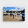 Landscape eco canvas print of marina boats along a low-tide shore